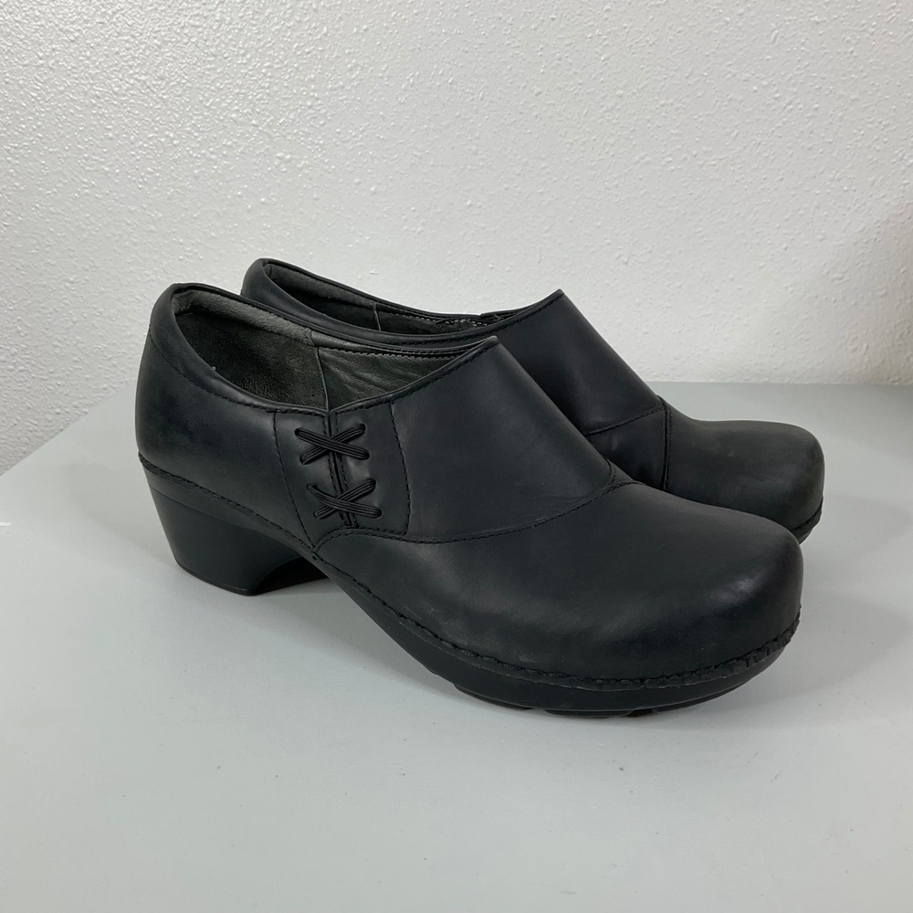 Dansko Black Leather Clogs‎ Size 40